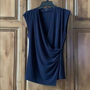 Blue wrap blouse